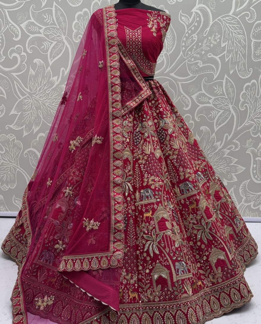 PINK - Tremendous Pink Embroidery Pattern  New Season Bridal Lehenga Choli 
